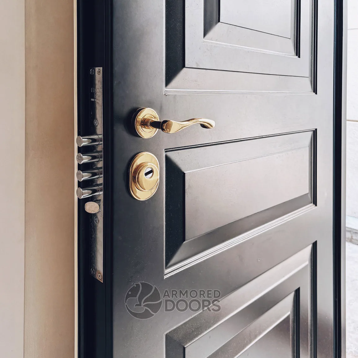 Two custom-made armored entrance doors, burglar-proof and bulletproof