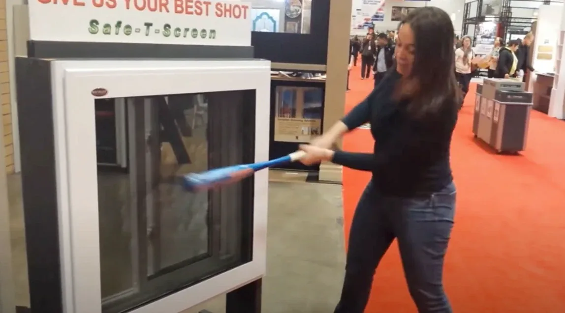 Safe-T-Screen security door withstanding a physical impact bash test